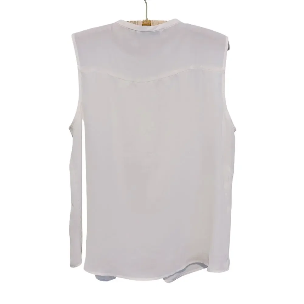 LC Coquette Bow Button Sleeveless Blouse Size XL White Preppy Soft Old Money - Picture 3 of 8